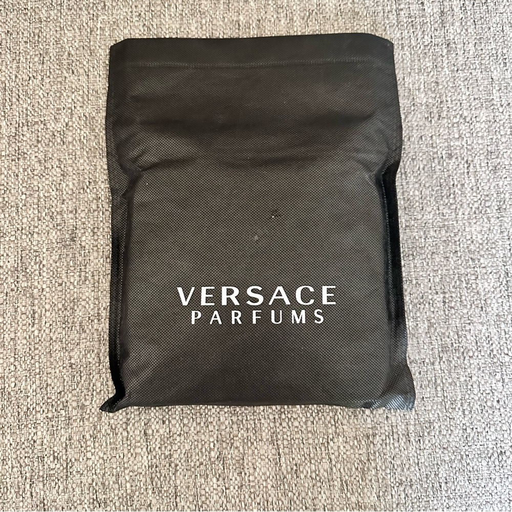 NEW AUTHENTIC Versace Parfums folding Tote Bag black and gold Handbag w/dust bag